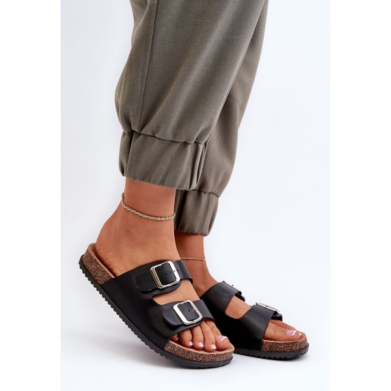 Dame-flip-flops med spænder Sort Oliena 2