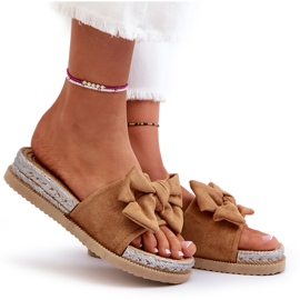 Dame Camel Aflia Platform flip-flops med sløjfe brun 10