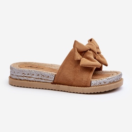 Dame Camel Aflia Platform flip-flops med sløjfe brun 2