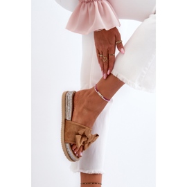 Dame Camel Aflia Platform flip-flops med sløjfe brun 8