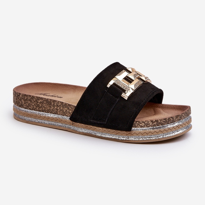 FK1 Kvinders platform flip-flops med dekoration, sort vapireta 2