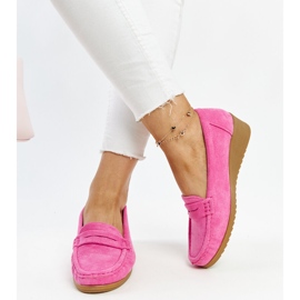 Mørke lyserøde wedge loafers i ruskind fra Sakena 2