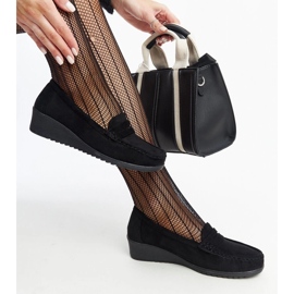 Sakena wedge loafers i sort ruskind 1