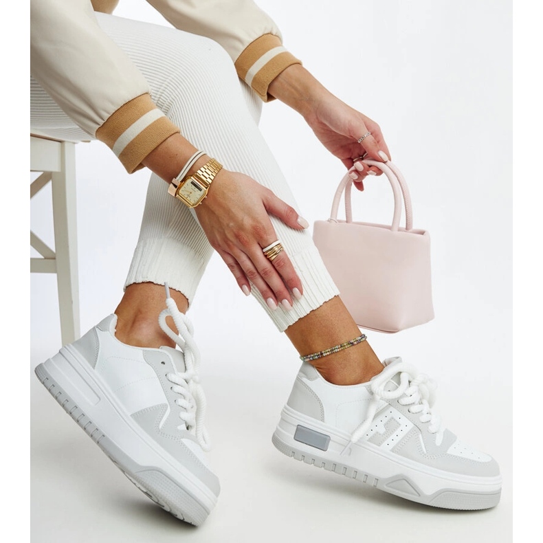 Hvide og grå Galit sneakers med en tyk sål 1