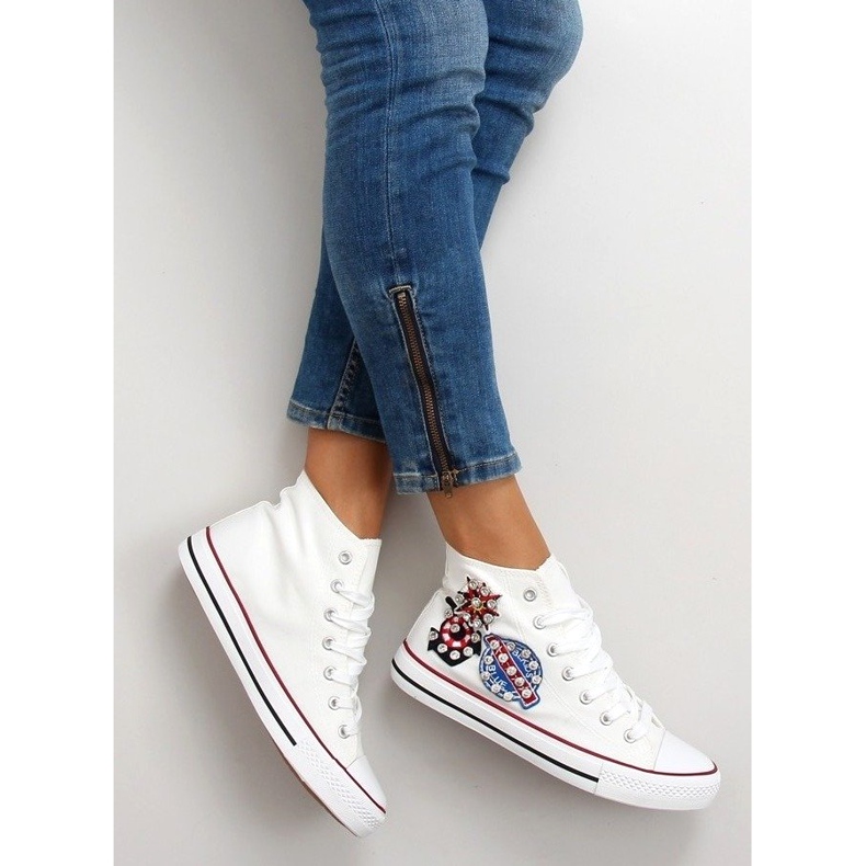 Ankelsneakers med sten BL101P Hvid 1
