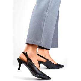 Elegante sorte høje hæle med åben hæl 2