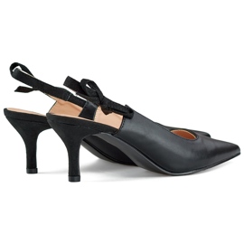 Elegante sorte høje hæle med åben hæl 1