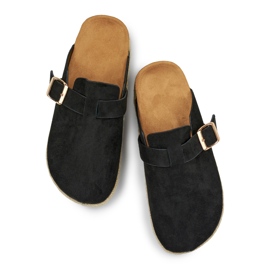 Damebeklædte espadriller med spænde, sort 1