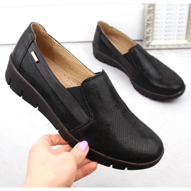Læder behagelige slip-on sko til kvinder, sorte Helios 350.015.011 4