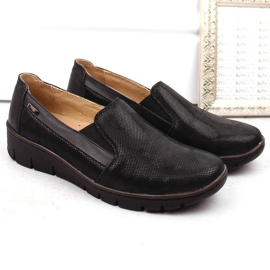 Læder behagelige slip-on sko til kvinder, sorte Helios 350.015.011 5