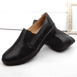 Læder behagelige slip-on sko til kvinder, sorte Helios 350.015.011 6