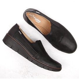 Læder behagelige slip-on sko til kvinder, sorte Helios 350.015.011 7