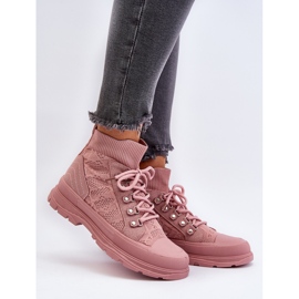 Sneakers til kvinder med en elastisk overdel, Pink Kalyne lyserød 2