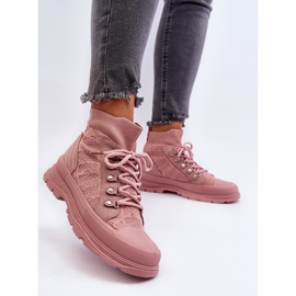 Sneakers til kvinder med en elastisk overdel, Pink Kalyne lyserød 3