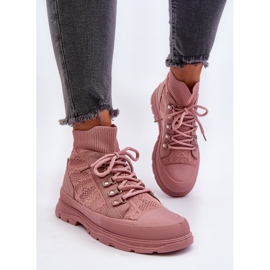 Sneakers til kvinder med en elastisk overdel, Pink Kalyne lyserød 4