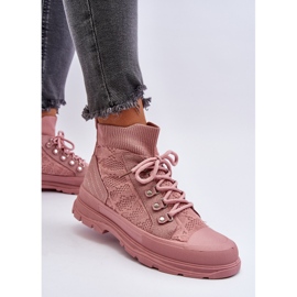 Sneakers til kvinder med en elastisk overdel, Pink Kalyne lyserød 5