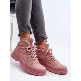 Sneakers til kvinder med en elastisk overdel, Pink Kalyne lyserød 8