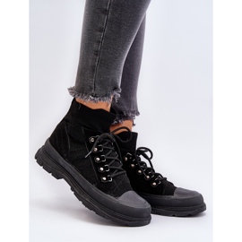 Damesneakers med elastisk overdel, sort Kalyne 2