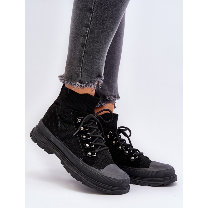 Damesneakers med elastisk overdel, sort Kalyne 2