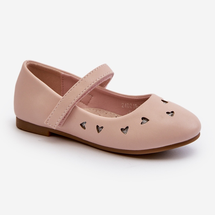 Børneballerinasko med hjerter, fastgjort med velcro, pink Danaella lyserød 1
