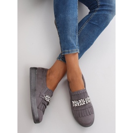 Slipons på en perlesål t277p Grå 1