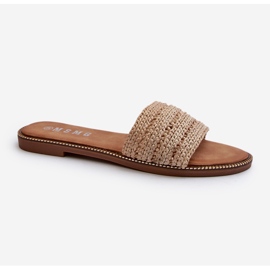 Beige Radians dameflip-flops med flettede flade hæle 1