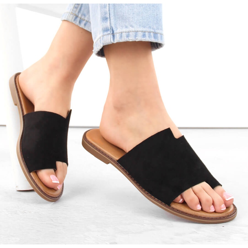 Dame-flip-flops i ruskind, sort eVento 4586 1