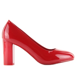 Patent pumps Rød bred hæl 1