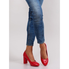 Patent pumps Rød bred hæl 2