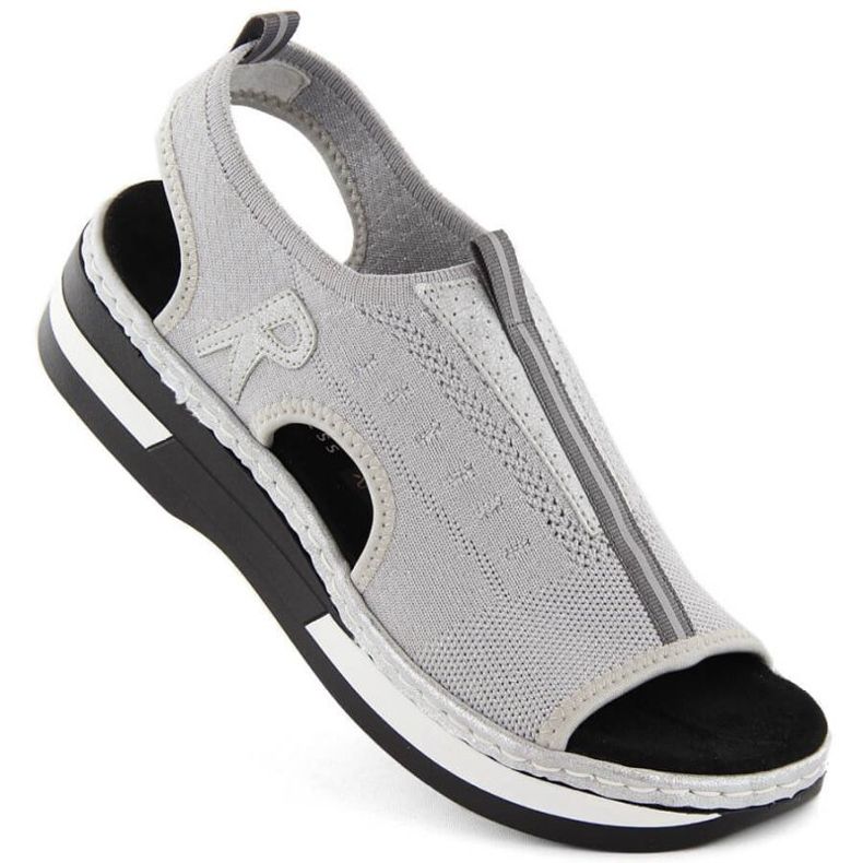 Komfortable slip-on sandaler Rieker W RKR686 metallic 1