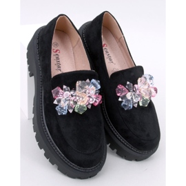 Platform mokkasiner med sten af ​​Stefani Black sort 1