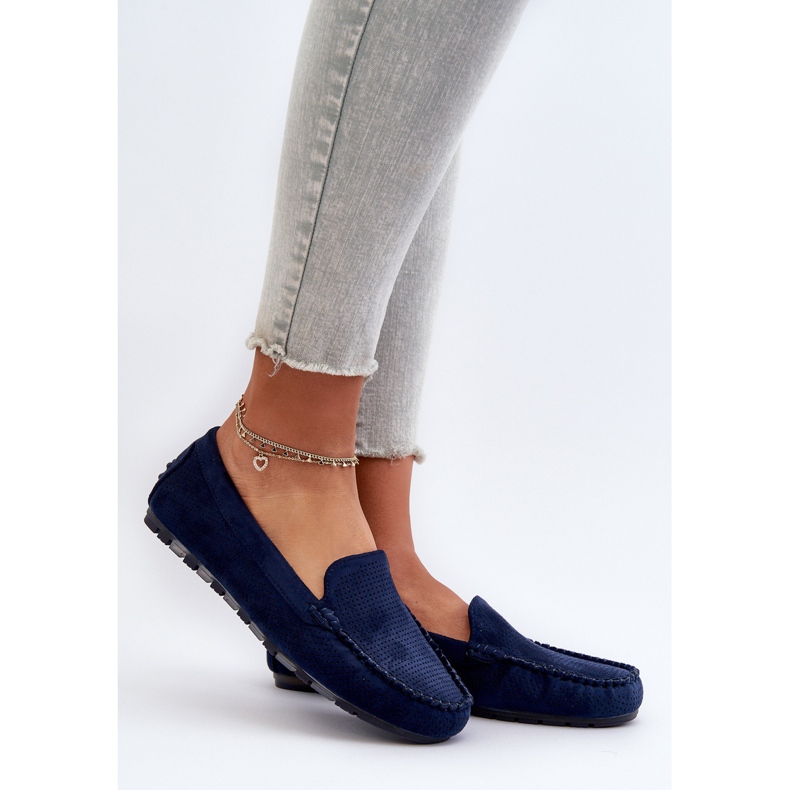 Dame ruskindsmokkasiner Navy Blue Ranica blå 2