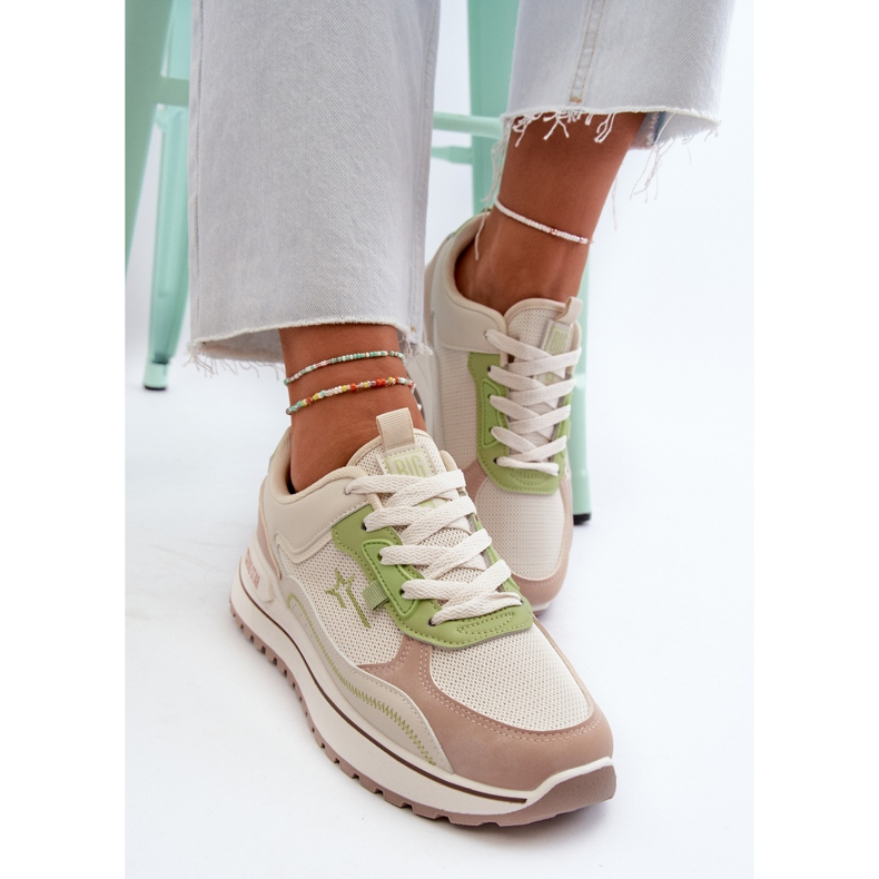 Big Star damesneakers NN274A091 Beige og grøn 1