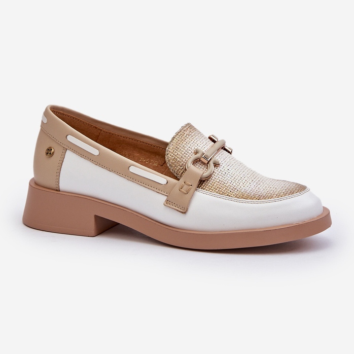 Lædermokkasiner Damesko Maciejka 06493-11 Hvid og Beige 2