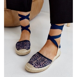 Marineblå blonde espadriller med åben hæl fra Teha 1