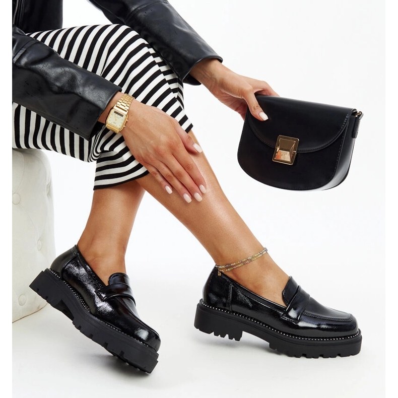 Sorte læder loafers 1