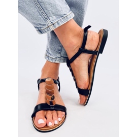 Ennes Sorte sandaler med gulddekoration 1