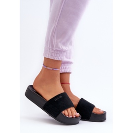 Ruskindsflip-flops til kvinder Big Star NN274A670 Sort 2