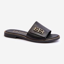 Zazoo 40384 Elegante læderflip-flops til kvinder, sorte 1