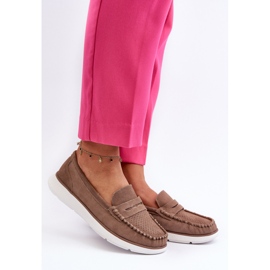 Sergio Leone SP012 Brun ruskind loafers på platformen 2