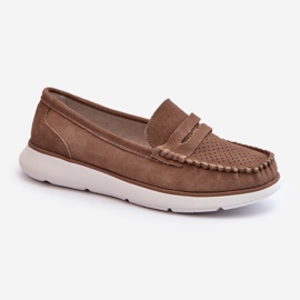 Sergio Leone SP012 Brun ruskind loafers på platformen 1