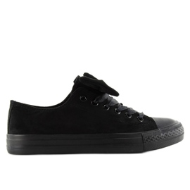 Klassiske sneakers med sløjfe by-025 sort 1