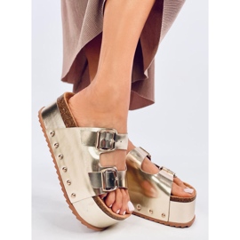 Galzai Gold platform kork flip-flops gylden 2