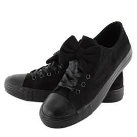 Klassiske sneakers med sløjfe by-025 sort 2