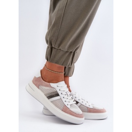 S.Barski D&amp;A Sneakers i læder til kvinder LR110 Hvid og Pink 2