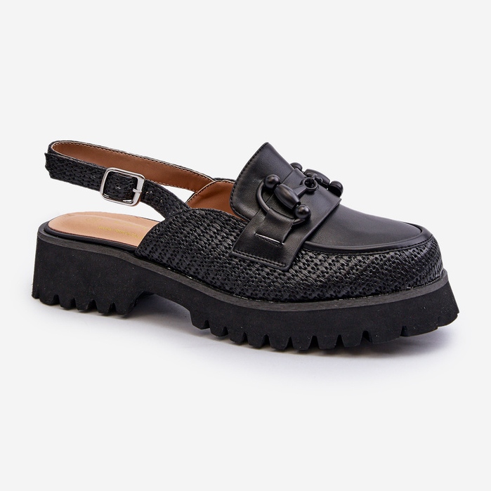 S.Barski Damesandaler med flade hæle med dekoration Sort D&amp;A MR38-656 2