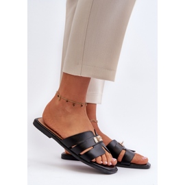 Flade flip flops til kvinder med dekoration, sort Kavinia 2