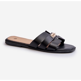 Flade flip flops til kvinder med dekoration, sort Kavinia 1