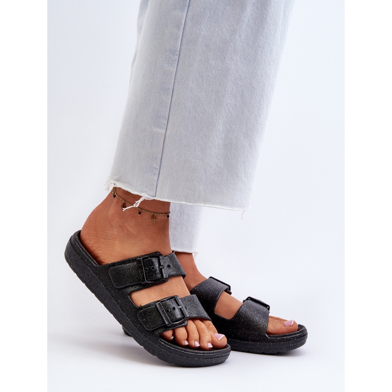 Dameflip-flops med glitter, Black Brianella sort 2
