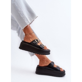 Kvindeflip-flops på en massiv platform Sort Mililena 1
